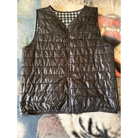 532. HOUNDSTOOTH Reversible BLACK & WHITE VEST - Picture 3 of 8